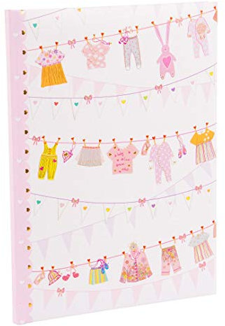 Baby-Tagebuch, Baby-Album, Photoalbum von Turnowsky - hochwertige und einmalige Designs (Wäscheleine rosa Baby-Mädchen, Baby-Tagebuch)