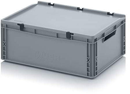 Auer Packaging Eurobehälter-Eurobox 60 x 40 x 23,5 cm mit Scharnierdeckel * Plastikbox Lagerbox ED 64/22 HG 60x40x22 60x40x23,5