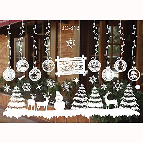 FLZONE 2 hojas Adhesivos de Ventana de Navidad,Extraíble PVC Pegatinas Electrostáticas,Pegatinas de Navidad Pegatina para Decoraciones de Escaparate de Navidad(Muñeco de nieve de navidad)