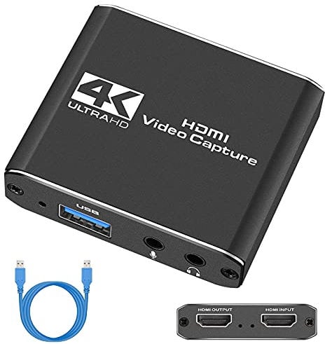Capture Card, Video Capture Card with Microphone 4K HDMI Loop-Out, 1080p 60fps Video Recorder for Gaming/Live Streaming/Video Conference, Works for Nintendo Switch/PS4/Xbox One/OBS/Camera/PC