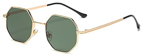 ShFhhwrl Klassisch Sonnenbrille Frauen Achteck Sonnenbrille Männer Metall Gold Grün Braun Mann Achteck Sonnenbrille Für Damen Pol