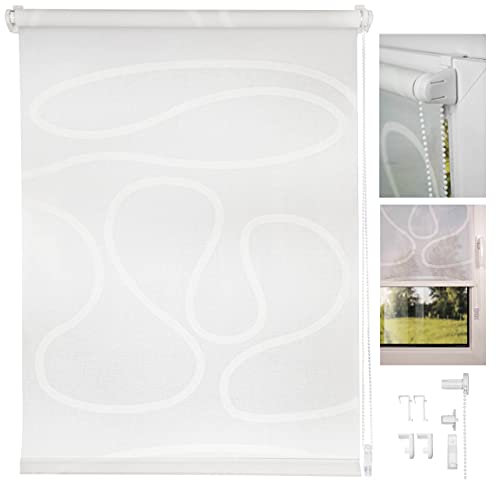 metablo Rollo Klemmfix ohne Bohren Fenster innen Klemmfix Sichtschutzrollo Seitenzugrollo Klemmrollo lichtdurchlässig und Blickdicht Weiß 75x160 cm