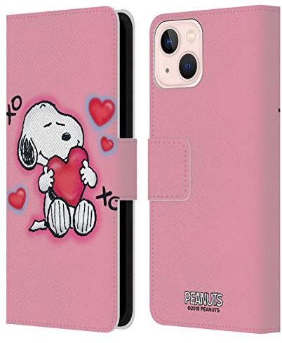 Head Case Designs Offizielle Peanuts XOXO Snoopy Plankenweg-Spritzpistole Leder-Wallet-Hülle Kompatibel mit Apple iPhone 13
