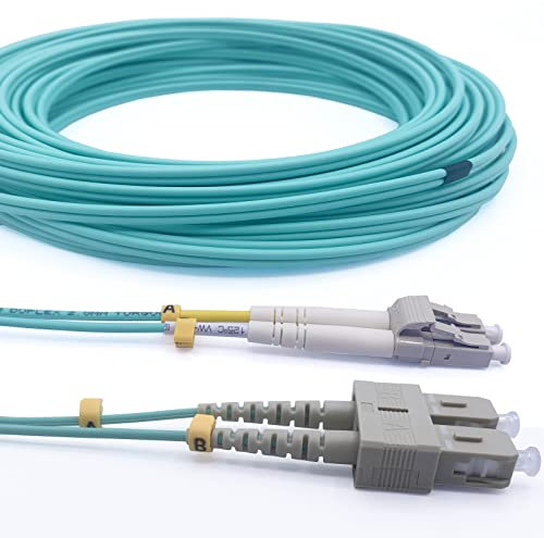 Elfcam® - 100m Cavo Fibra Ottica OM3 SC/UPC a LC/UPC Multimodale Duplex 50/125um LSZH, 100 Metri