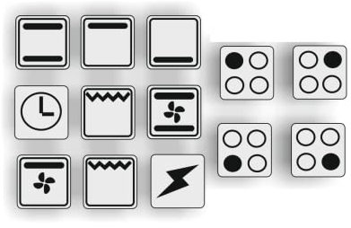 Generisch A set of 13 cooker stickers, E stove, labelling symbols, transparent (R29/1/4) (0.5 x 0.5 cm)