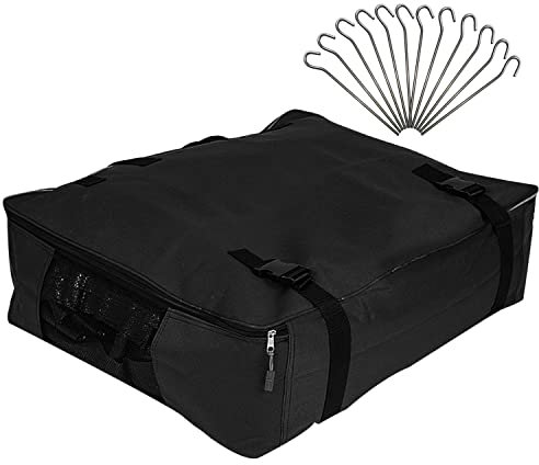 Aufbewahrungstasche für Zelt Teppich - 55x40x15 cm - mit 12 Heringen - Transport Tasche - Zeltteppich - schwarz - 420D Polyester - wasserdicht