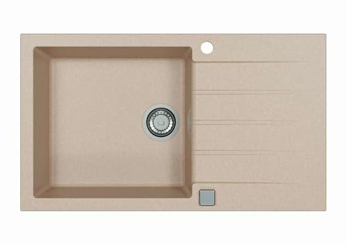 ALVEUS GRANITAL Spüle CADIT 40 in TERRA mit Pop-up-Siphon/Ausschnittmaß 840 x 480 mm/Granitspüle