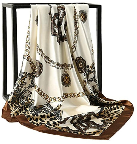 Bysonglezai Schals Damen Tücher Halstuch Scarf Seidenschals Mit Leopardenmuster Beliebte Kopfbedeckung Mode Halstuch Sonnencreme Quadratische Tücher Vier Jahreszeiten Luxus