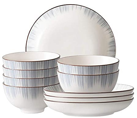 Juegos de Platos Cuadrados de Porcelana Juego de vajilla Fina, Juego de combinación de vajilla Juego de 6 tazones y 4 Platos de Piceces