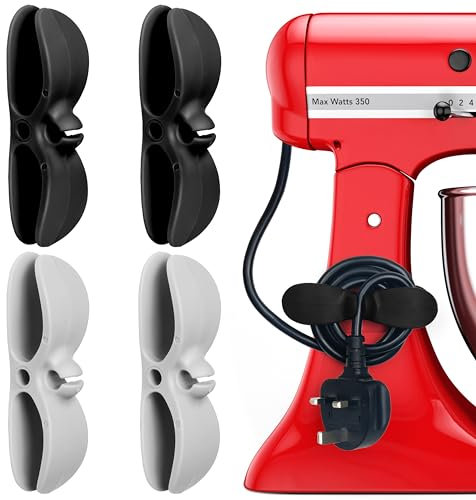 Belle Vous 4 Pack Cord Organizer for Appliances - Self-Adhesive Cable Holder Clips - Cord Wrapper for USB Cables, Wires, Mixers, Coffee Makers, Air Fryers & Kitchen Appliances