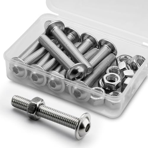 (10 Gruppi) Viti a Testa Cilindrica con Flangia M8 x 40mm e Dadi Set di Viti in Acciaio Inossidabile 304