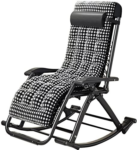 HAicom Outdoor Garten Schaukelstuhl Relaxsessel Sonnenliege | Klappbarer Liegestuhl und Fußhocker | Terrassen-Rocker-Lounge für drinnen und draußen, Liege-Gartenmöbel