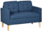 HOMCOM Modern 2 Seater Sofa with Hidden Storage, 117cm Tufted Cotton Couch with Wood Legs, Compact Loveseat for Living Room, Kitchen, Blue