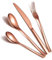 Cutlery Sets 4 Pieces Service for 1, ReaNea Rose Gold Titanium Plating Flatware Set Include Dinner Knives, Dinner Spoons, Dinner Forks, Teaspoons, Dishwasher Safe