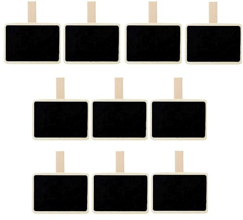 Mini-Kreidetafelschilder aus Holz mit Clip, kleine rechteckige Tafel, Lebensmitteletiketten, Nachrichtentafel, Etiketten, Clips für Hochzeiten, Geburtstage, Partys, Dekoration, 10 Stück