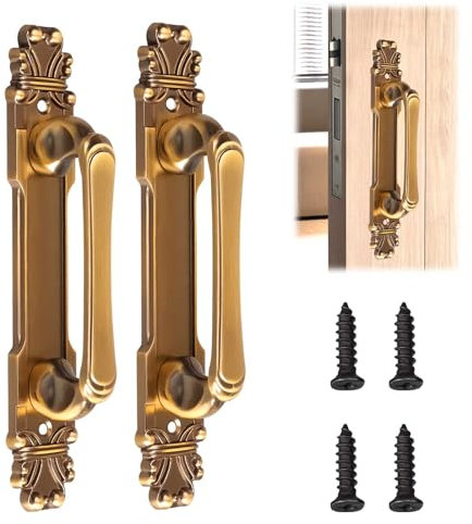 mumisuto Door Handle, 2Pcs/Set European Style Antique Zinc Alloy Door Pull Handle Cabinet Hardware Accessory, Rustic Barn Door Grab with Mounting Screws for Doors Cabinet Drawer Wardrobes (Medium)