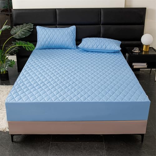 JIANINGHOME Spannbetttuch in vielen Farben 200x220,Mikrofaser Gesteppte Matratzenauflage Matratzenschoner Unterbett - atmungsaktiv