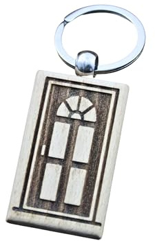 Personalised Front Door Engraved Wooden Keyring