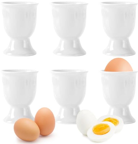 Set de 6 coquetiers,Support d'oeufs en Porcelaine,pour Oeufs Mous ou durs au Brunch et au Buffet Blancs