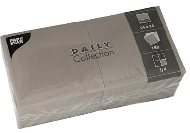 PAPSTAR, 150 Servietten DAILY Collection 1/4-Falz 24 cm x 24 cm grau