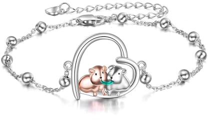 YAFEINI Bracelet de cheville cochon d'Inde pour femme en argent sterling 925 - Bijou pour cochon d'Inde et amateur de hamster - Cadeau de Noël pour femme