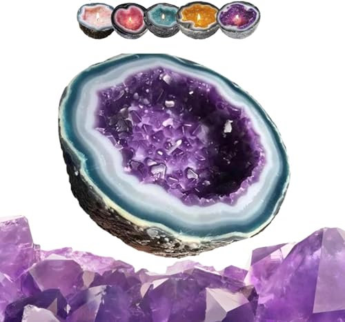 LXYDJPW Kristall-Geode-Kerze, Kristallkerze, Heim-Tischdekoration, Absichts-/Heilkristall-Energiekerze, interessante Kerzenschalen-Dekoration