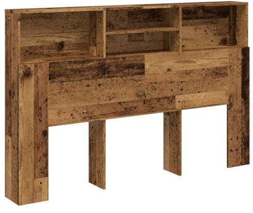 vidaXL Kopfteil, Bettkopfteil mit Stauraum, Schlafzimmer Kopfteil-Regal Wand-Kopfteil, Betthaupt, Altholz-Optik 160x19x103,5cm Holzwerkstoff
