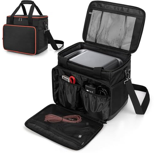 Trunab Sac de Batterie Compatible avec Anker SOLIX C1000/Jackery Explorer 1500, Étui de Rangement avec Poches Inférieures et Avant Étanches pour Câble de Recharge et Accessoires