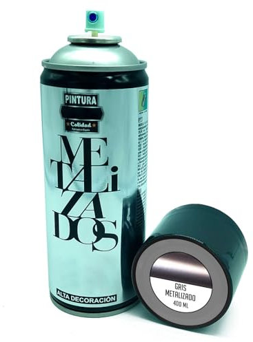 AC - Bote de Pintura en Spray - Fabricado en España - Ideal para cualquier superficie, Madera, Metal, Cartón, Piedra o Cerámica - Capacidad de 400 ML - Color Gris Metalizado