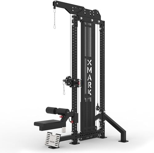 XMark LAT Pull Down and Low Row Cable Machine, Heavy Duty LAT Machine with High and Low Pulley Stations, Row Machine, Upper Body Machine (Shroud)