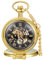 Tiong Gold Transparent Cover Men's Mechanical Pocket Watch Steampunk Skeleton Pocket Watches with Chain Box for Men