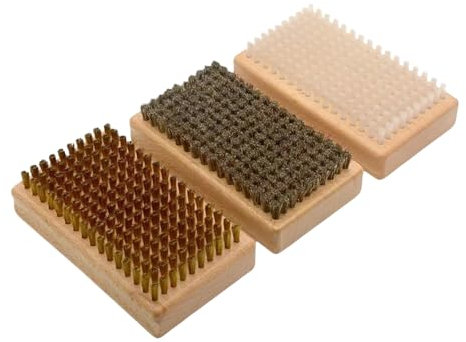 Piceioep Snowboard Wachse Bürste Ski Board Reinigungsbürste mit Nylonbürste Rosshaarbürste Messingbürste Wiederverwendbare Skiwachsbürste