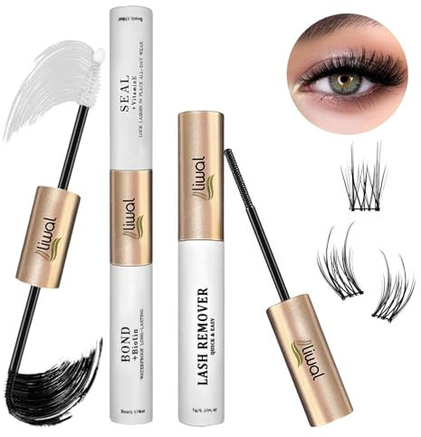 Liwal Lash Bond and Seal with Lash Remover 3 in 1 Kit Waterproof, Long Lasting Eyelash Glue with Biotin and Vitamin E Suitable for Cluster, Strip and Individual Lashes
