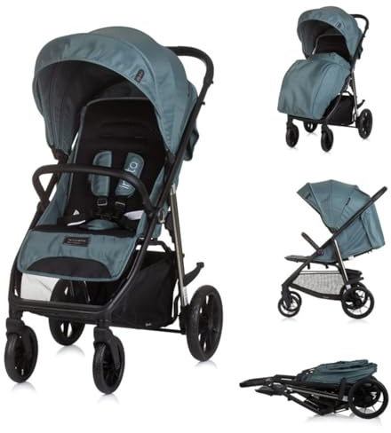 Chipolino Kinderwagen Buggy Insta, Fußabdeckung, Federung, Korb, Gurt, klappbar grün