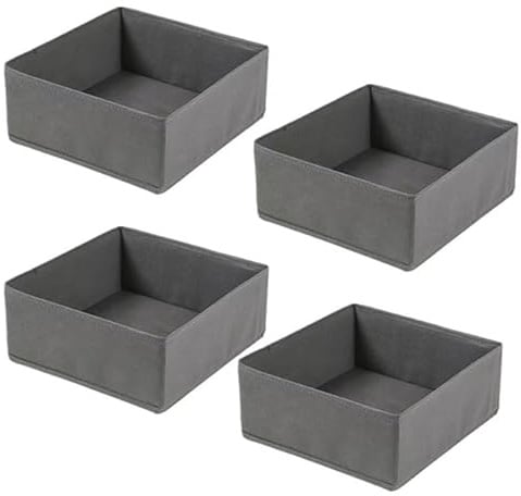 HongChelle 4 PCS Foldable Fabric Storage Boxes, Clothes Drawer Organisers, Wardrobe Storage Organiser for Storing Bras, Shirts, Jeans, Blanket, Toys,Grey