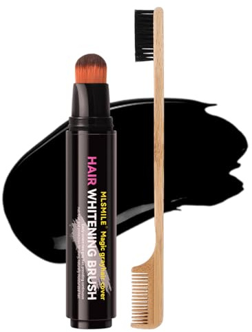CHSEEO Cubre para Canas de Mujeres y Hombres, Pincel para Retoque de Raíces, Tinte para Barba Hombre, Colorear con Pincel Pequeño y Peine, Cubre Áreas de Cabello Fino al Instante - Negro