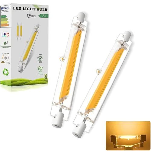 R7s LED 118mm & Halogenstab 118mm Ersatzlampe, 20W Ersatz 200W Halogenstab,3000K Warmweiß 2000LM dimmbar, 360° Abstrahlwinkel, Kein Flackern, AC 220-240V, für Flur/Deckenlampe/Stehlampe, 2PCS