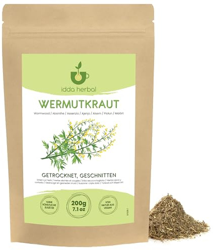 IDDA Herbal Ajenjo Hierba Seca 200g, Té de Hojas Sueltas, Hierba de Ajenjo Seca y Cortada
