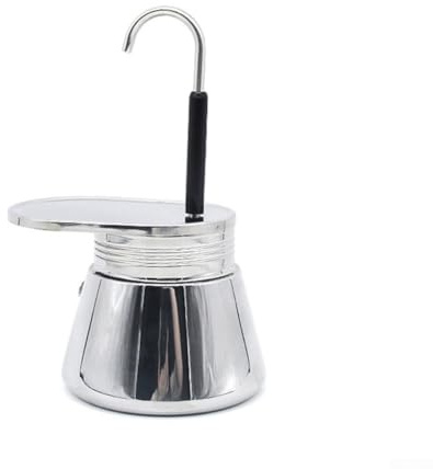 Stainless Steel 50ml Single-spout Moka Pot for Stovetop Espresso Coffee Maker – Compact Hand-pour Turkish Coffee Pot Silver 1-pack