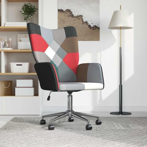 pokgdf Drehbarer Relaxsessel mit Patchwork Design, EIN bequemer Patchwork Stoff Relaxsessel mit Schaumstoffpolsterung und weichem Stoffbezug fürs Wohnzimmer mit 360-Grad-Schwenkfunktion