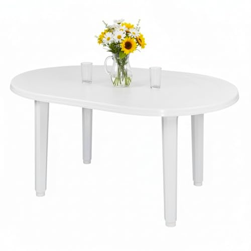 COSHANO Mesa de Jardín Oval Resol, Blanco