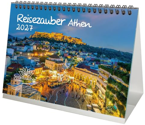 Reisezauber Athen DIN A5 Tischkalender für 2027 Griechenland Strand Meer Urlaub - Seelenzauber