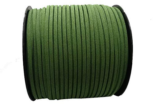 Pamir Tong Faux Leather Cord for Jewelry Making 100 Yards 2.6mm Thin Suede String Rope Olive Green Bracelet Cords DIY Crafts String for Necklace-Dream Catcher Supplies-Hat- Walking Stick