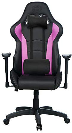 Cooler Master Caliber R1 Sedia Gaming Ergonomica, Sedia da Ufficio per Gamer con Braccioli Regolabili, Cuscini Lombari e per Collo, Pelle PU Sintetica Traspirante, Carico Fino a 150 kg - Viola / Nero