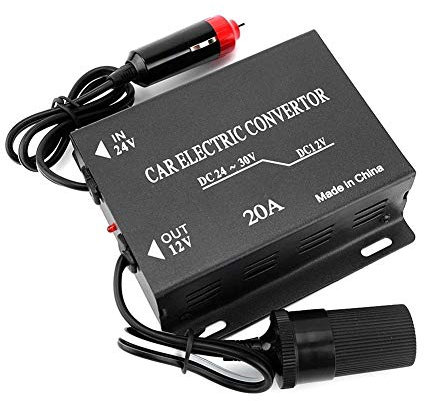 Nikou Convertisseur d'alimentation Voiture 20A Voiture Convertisseur de Puissance d'alimentation transformateur abaisseur 24V Type Allume Cigare 12V