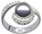 Fingerring Ring Perle Grau Echt Sterling Silber 925 Zirkonia Kristalle Liebe Glaube Hoffnung Emotion Symbol Motiv Stil Objekt extravagant gut schön modisch weiss klar transparent