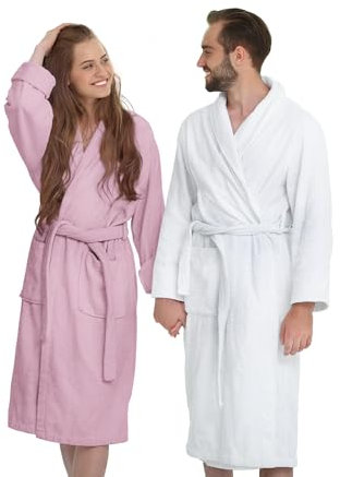 Banzaii Accappatoio Adulto in Spugna Super Assorbente, 100% Cotone di Alta Qualità Ultra Morbido, Accappatoio con Cappuccio Unisex Uomo e Donna | Taglia M Rosa