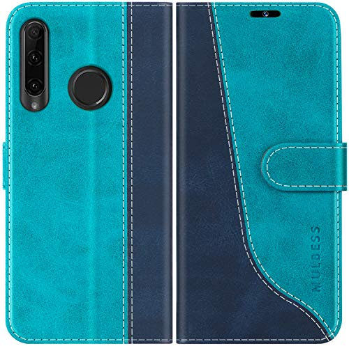 Mulbess für Huawei P Smart Plus 2019 / Honor 20 Lite Hülle, Handyülle Leder mit Kartenfach, Klapphülle mit Magnetverschluss, Flip Case Etui Handytasche Schutzhülle, Stilvoll Mint Blau