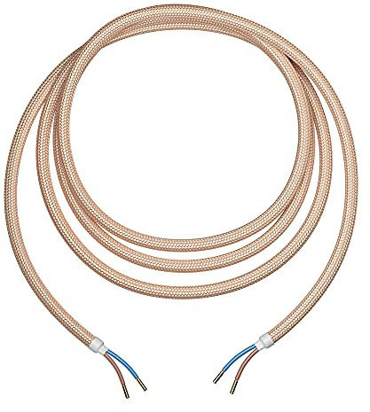 ledscom.de Câble textile, 3 m, or rose, 2 x 0,75 mm², H03VV-F gaine textile