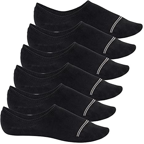 Footstar Damen und Herren Füßlinge (6 Paar) No Show Footies mit Anti-Slip - Sneak-it! - Schwarz 39-42